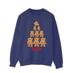Netflix Mens Stranger Things Gingerbread Sweatshirt / Navy Blue